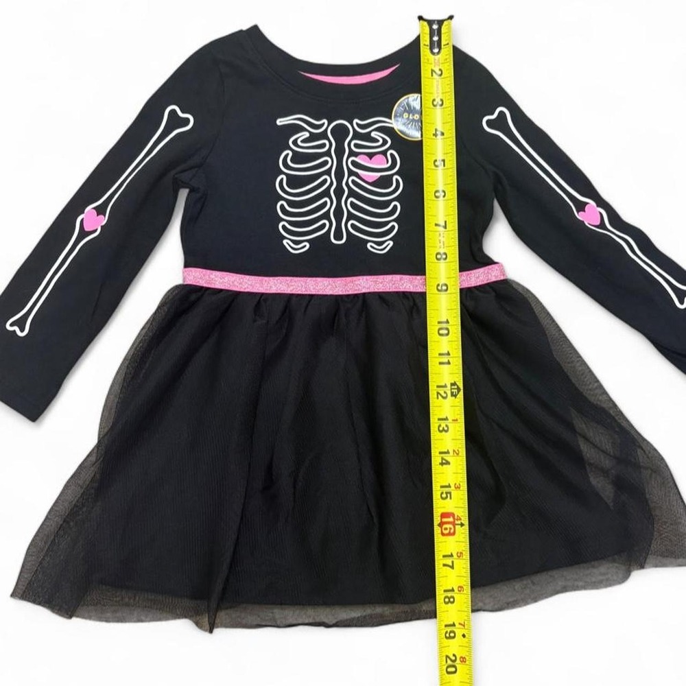 Spooky Skeleton Tulle Dress Glow-in-the-Dark Witchy Halloween Cat & Jack 2T - Picture 4 of 8